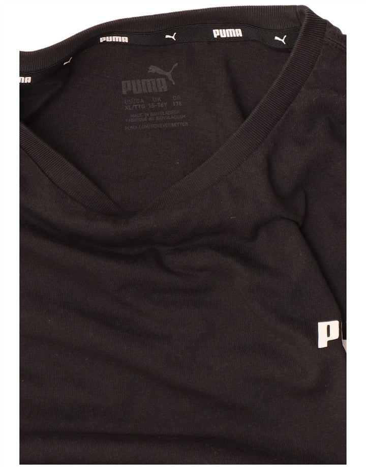 PUMA Boys Graphic Top Long Sleeve 15-16 Years XL Black