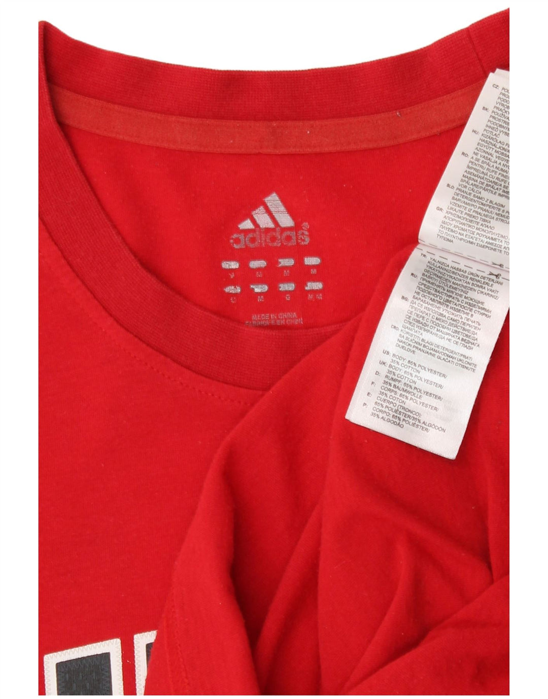 Adidas Mens Bulls Graphic T-Shirt Top Medium Red Polyester