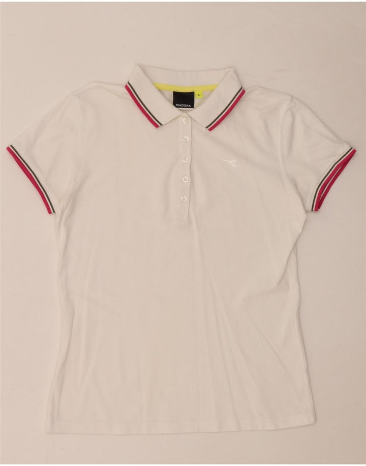 DIADORA Womens Polo Shirt UK 14 Large White