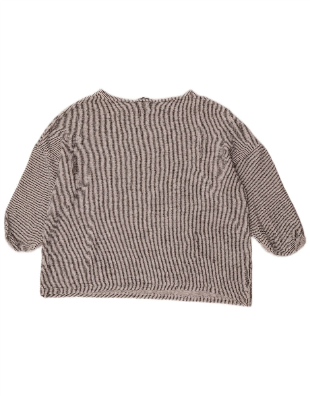 Zara Womens 3/4 Sleeve Oversized Blouse Top UK 14 Medium Grey Striped