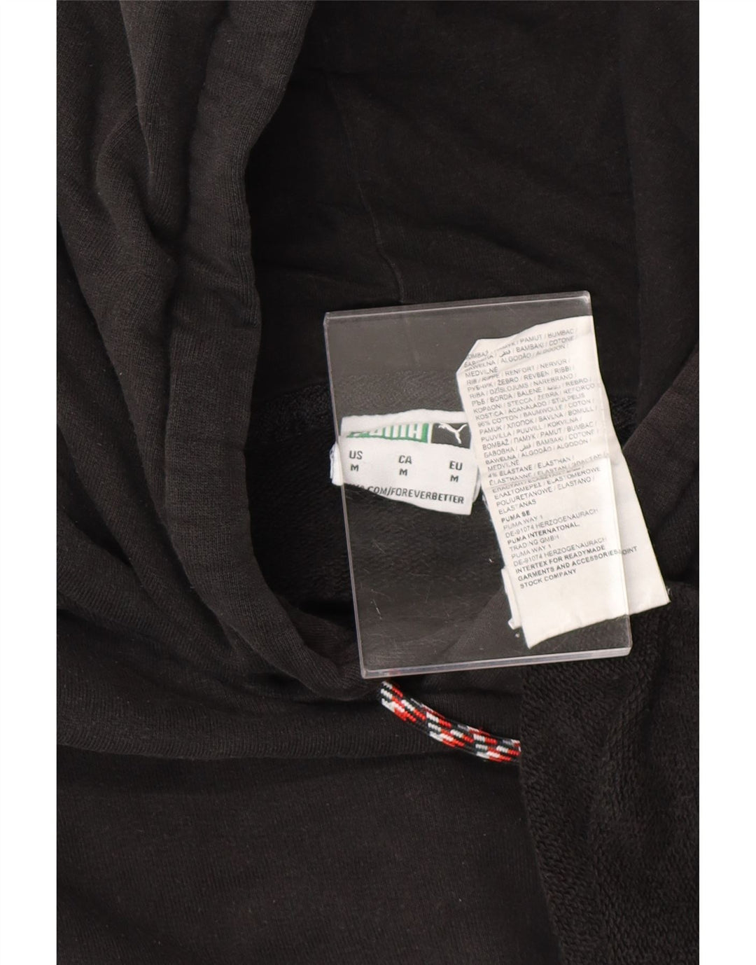 PUMA Mens Hoodie Jumper Medium Black Colourblock Cotton