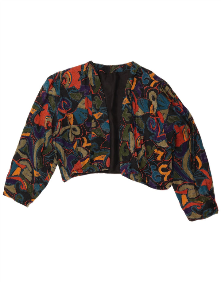 Vintage Womens Abstract Pattern Bolero Jacket UK 14 Medium Multicoloured