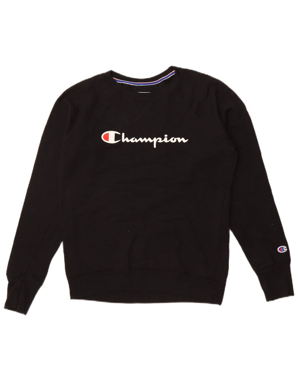 CHAMPION Mens Graphic Sweatshirt Jumper Medium Black Polyester