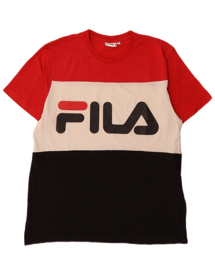 Fila Mens Graphic T-Shirt Top Medium Multicoloured Colourblock Cotton