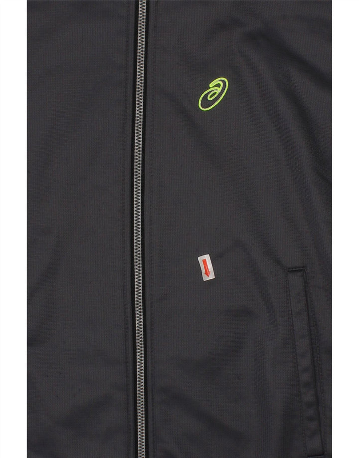 ASICS Boys Graphic Tracksuit Top Jacket 11-12 Years Grey Polyester Vintage Asics and Second-Hand Asics from Messina Hembry 