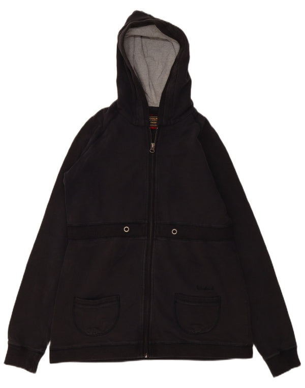 Woolrich Womens Zip Hoodie Sweater UK 12 Medium Black Cotton