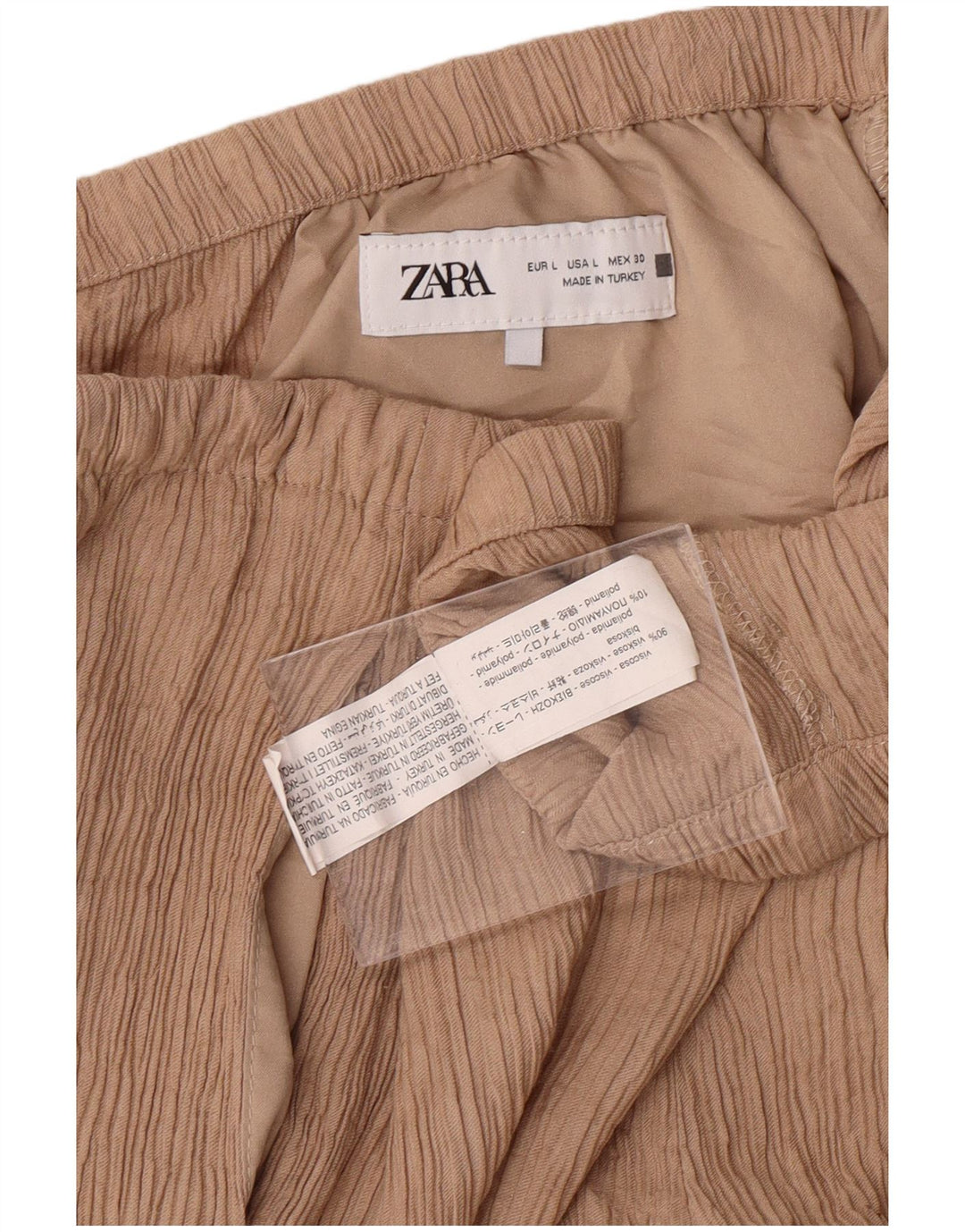 ZARA Womens Tracksuit Trousers UK 16 Large Beige Viscose