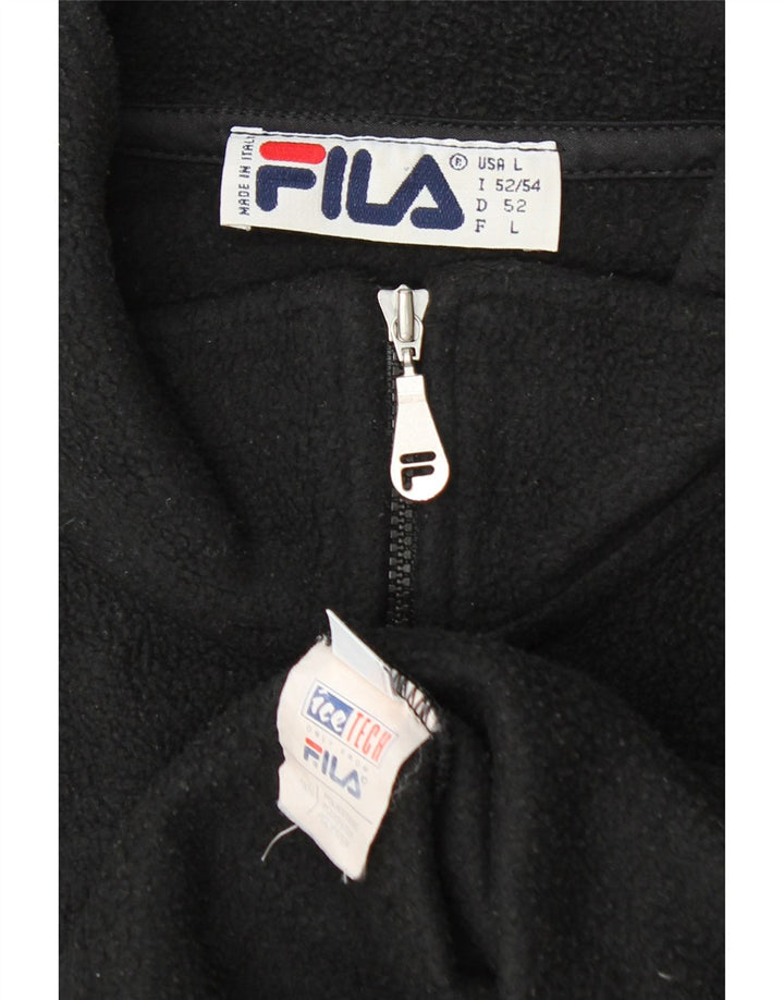 Fila Mens Zip Neck Fleece Jumper IT 52/54 Large Black Polyester