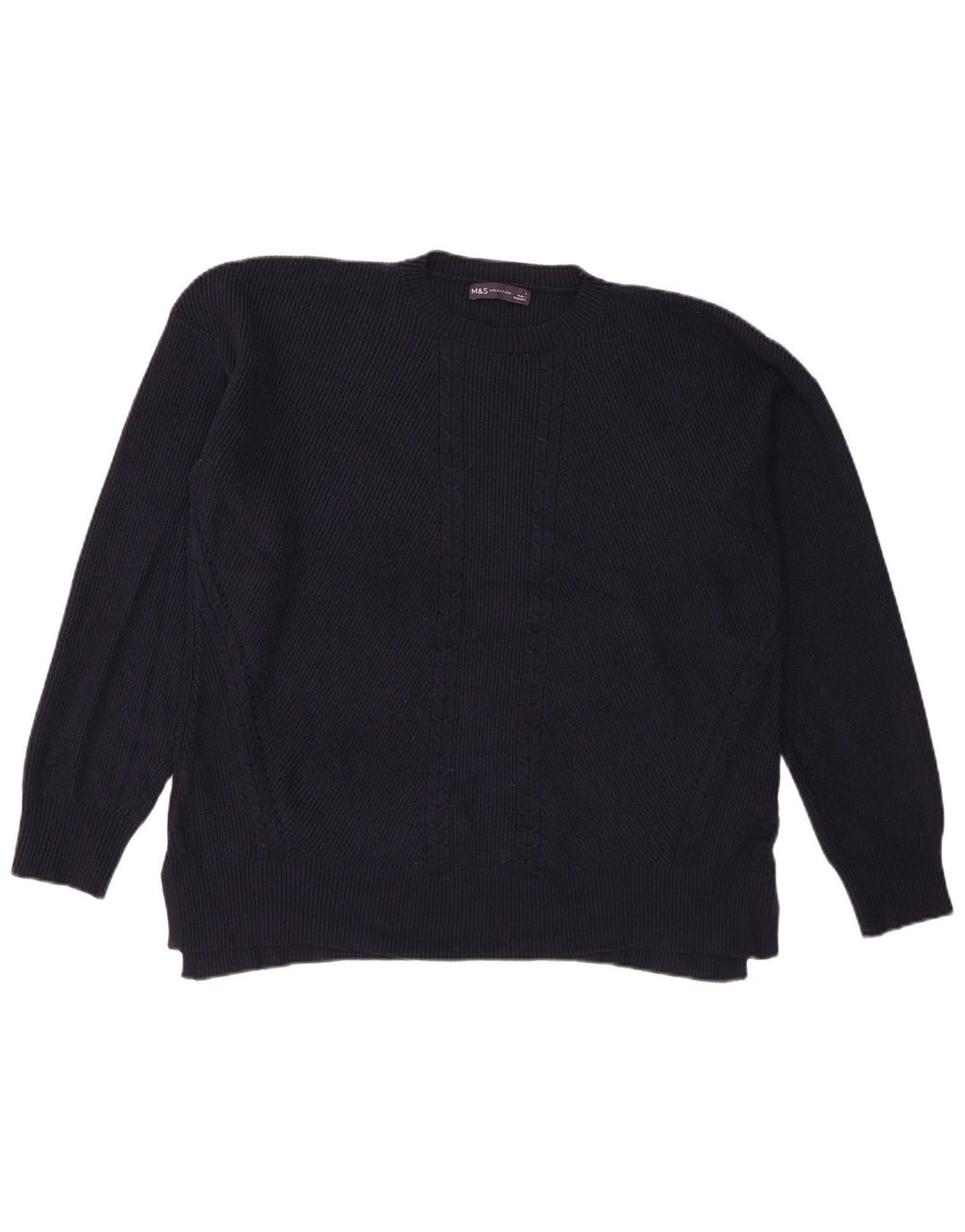 Marks & Spencer Mens Crew Neck Jumper Sweater Large Navy Blue Viscose