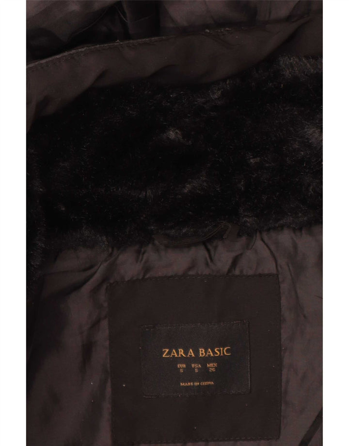 Zara Womens Hooded Padded Jacket UK 10 Small Black
