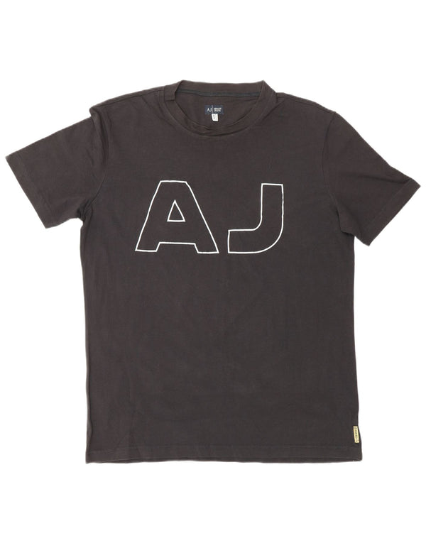 ARMANI JEANS Mens Graphic T-Shirt Top 3XL Black Cotton