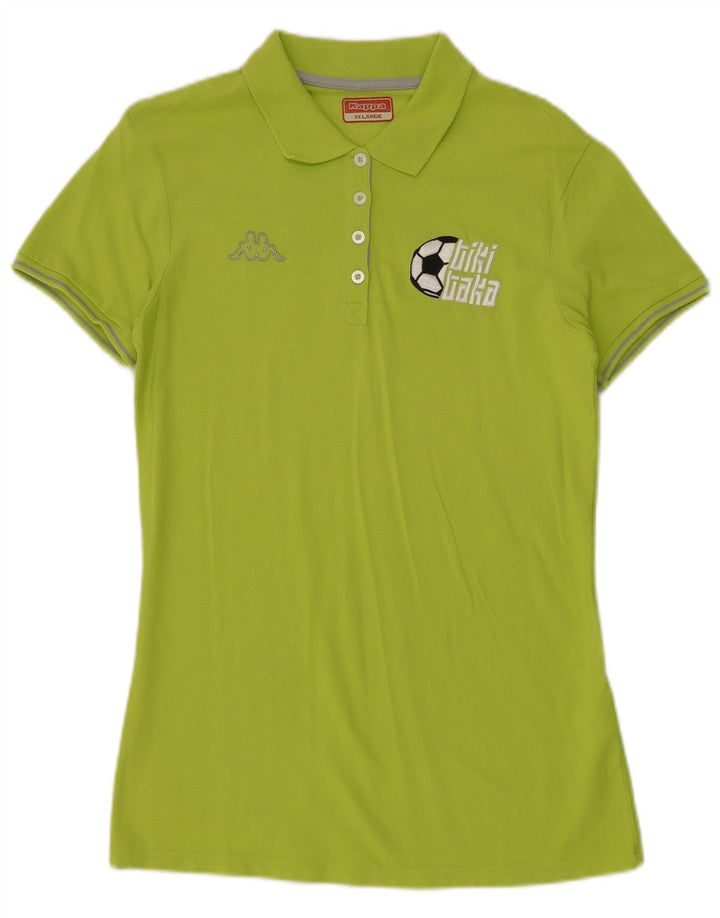 KAPPA Womens Graphic Polo Shirt UK 20 2XL Green Cotton