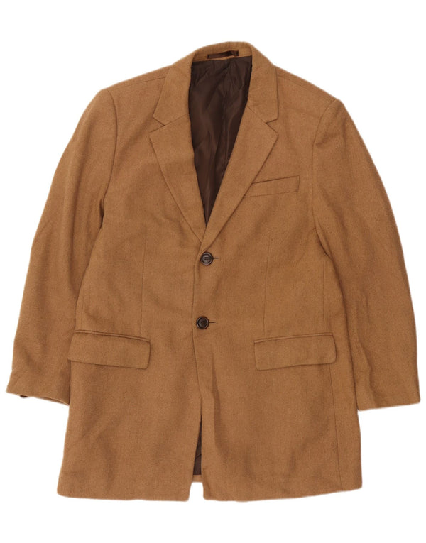 Marks & Spencer Mens 2 Button Blazer Jacket UK 38 Medium Brown Polyester