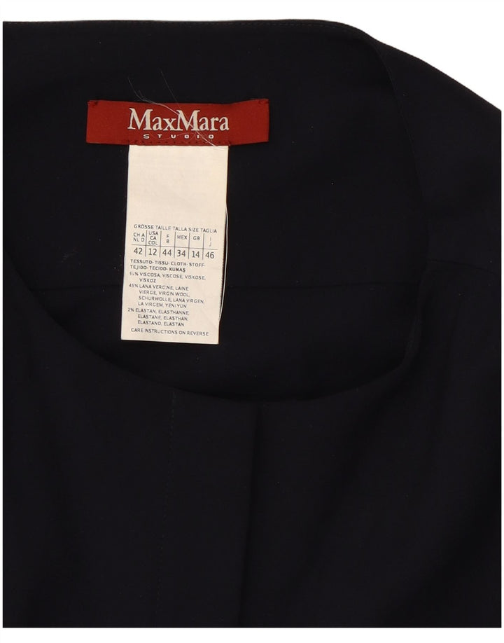 MAX MARA Womens Long Sleeve A-Line Dress UK 14 Large Navy Blue Viscose