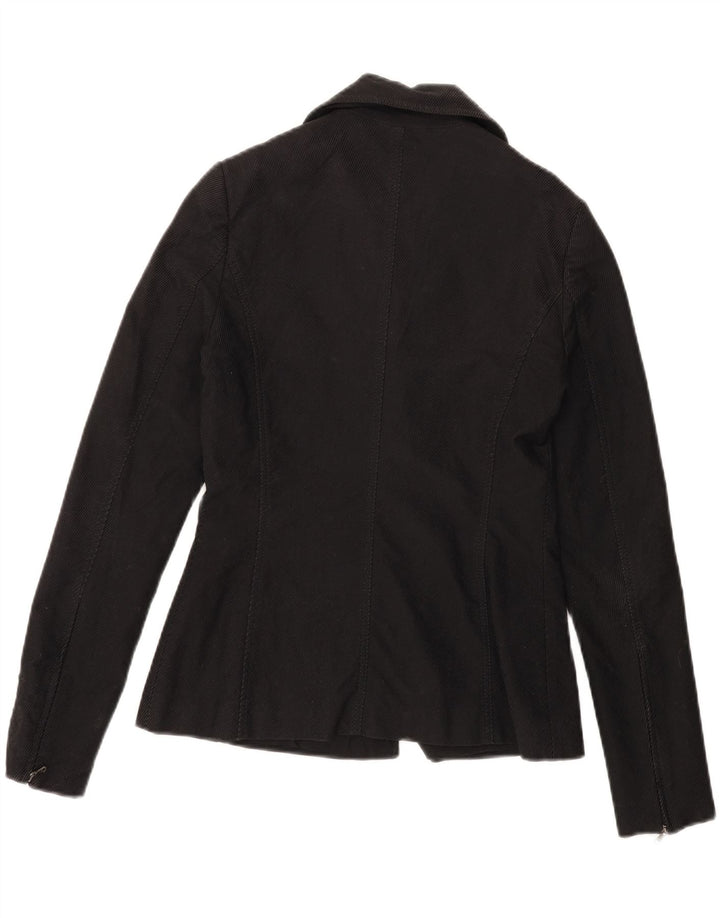 FERRE Womens 2 Button Blazer Jacket IT 44 Medium Black Pinstripe Cotton Vintage Ferre and Second-Hand Ferre from Messina Hembry 