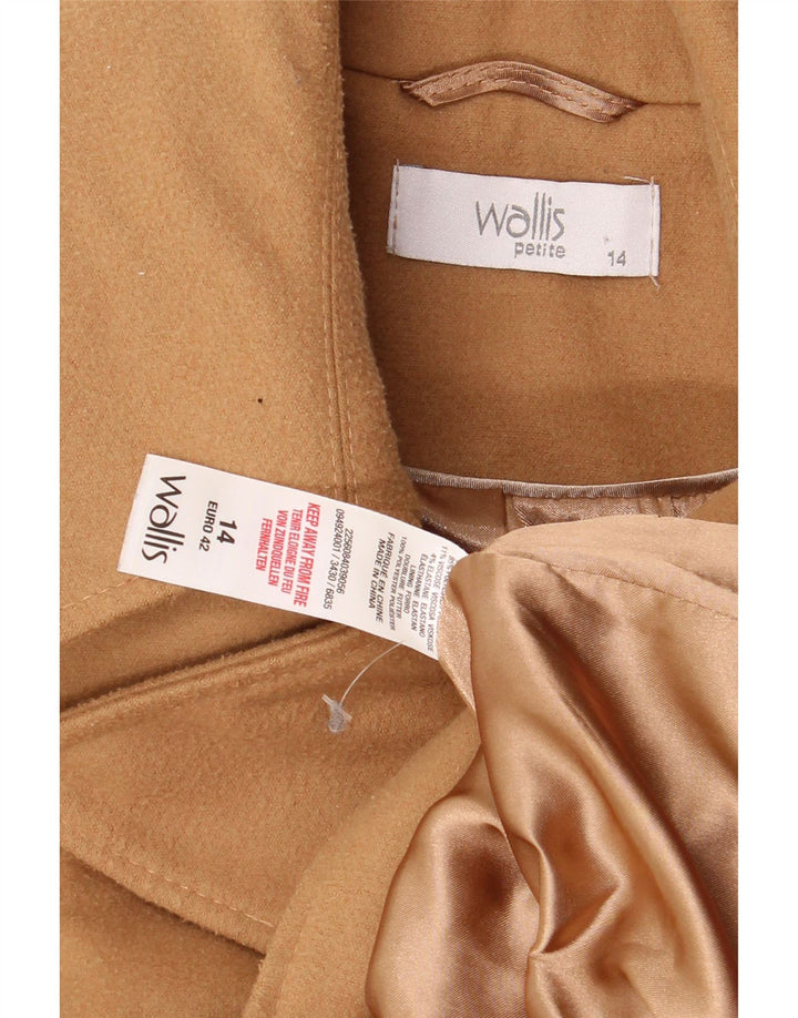 Wallis Womens Double Breasted Coat UK 14 Large Beige Polyester