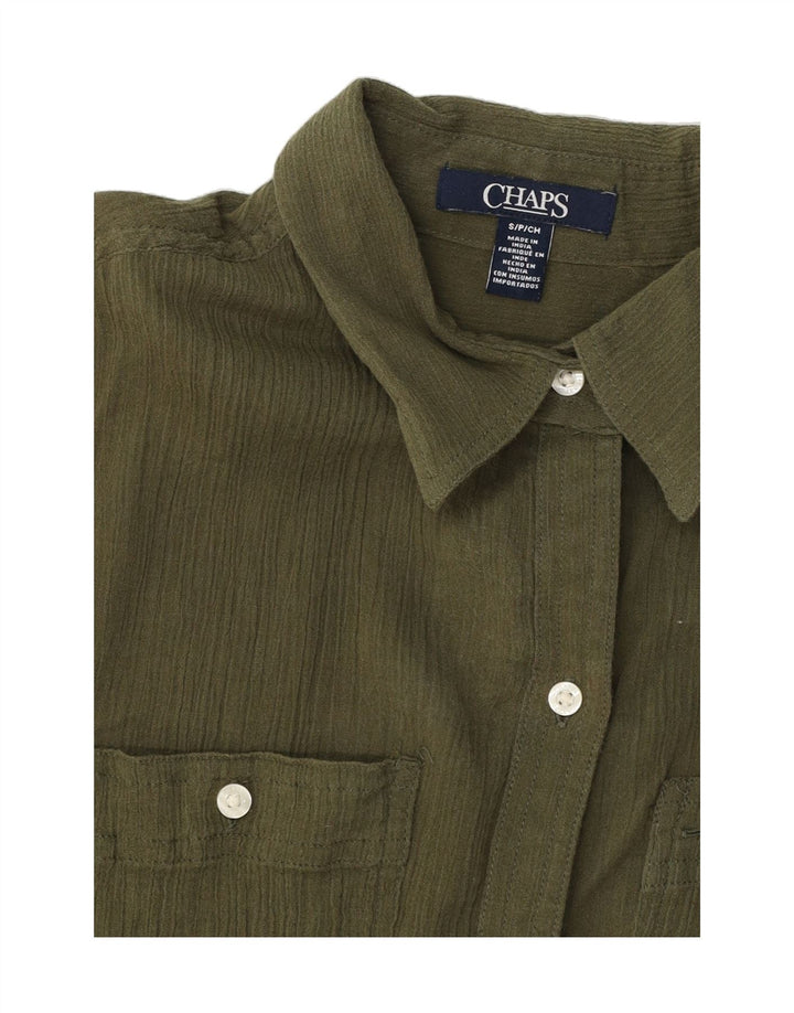 CHAPS Womens Oversized Shirt Blouse UK 10 Small Khaki Vintage Chaps and Second-Hand Chaps from Messina Hembry 