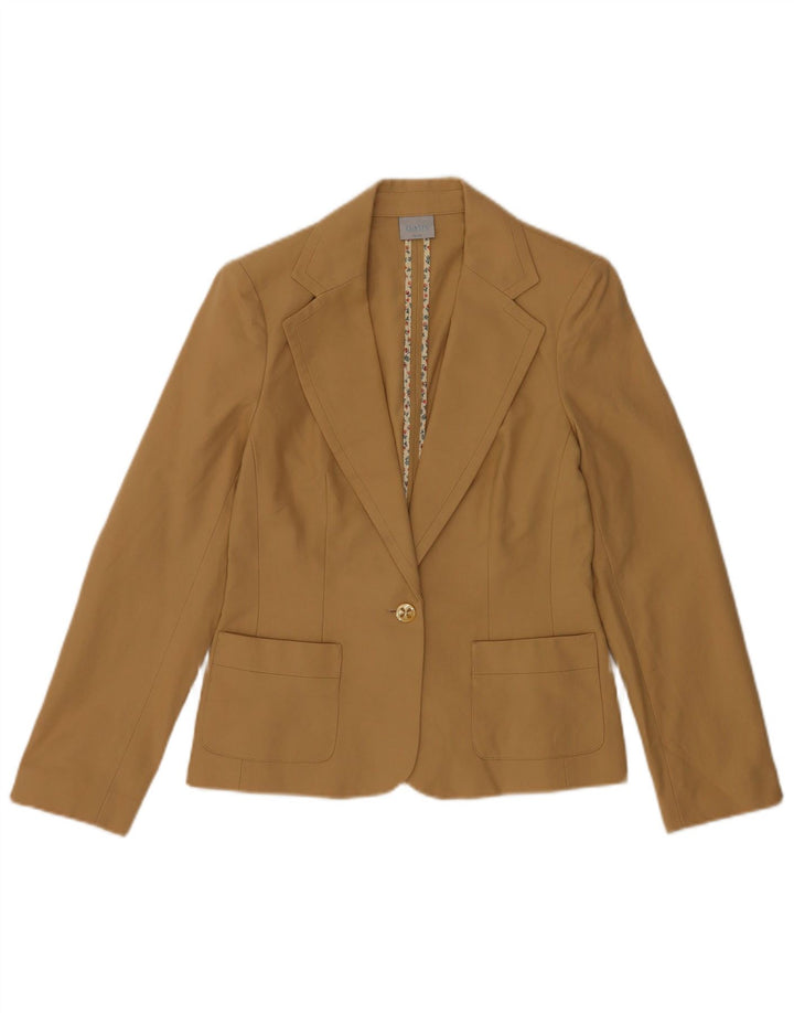 Oasis Womens 1 Button Blazer Jacket UK 10 Small Beige Cotton