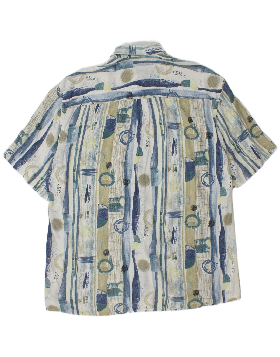 VINTAGE Mens Longline Abstract Pattern Shirt Size 41 Large Blue