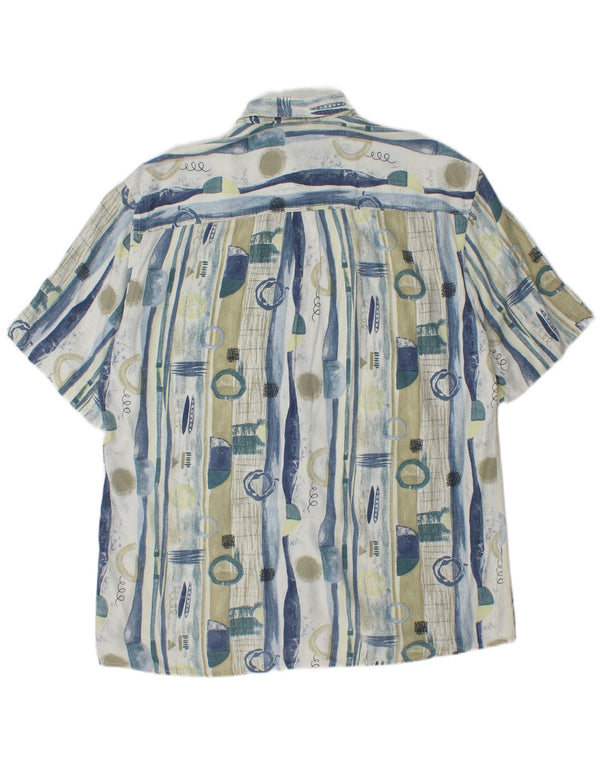 VINTAGE Mens Longline Abstract Pattern Shirt Size 41 Large Blue
