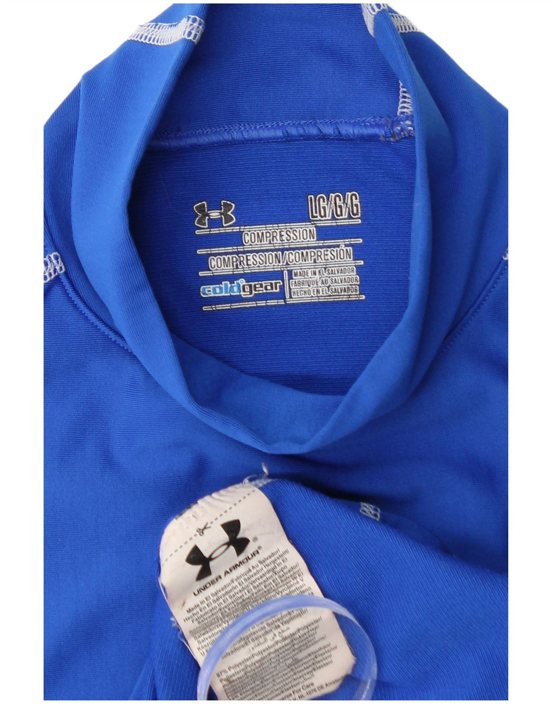 UNDER ARMOUR Mens Cold Gear Top Long Sleeve Large Blue Polyester