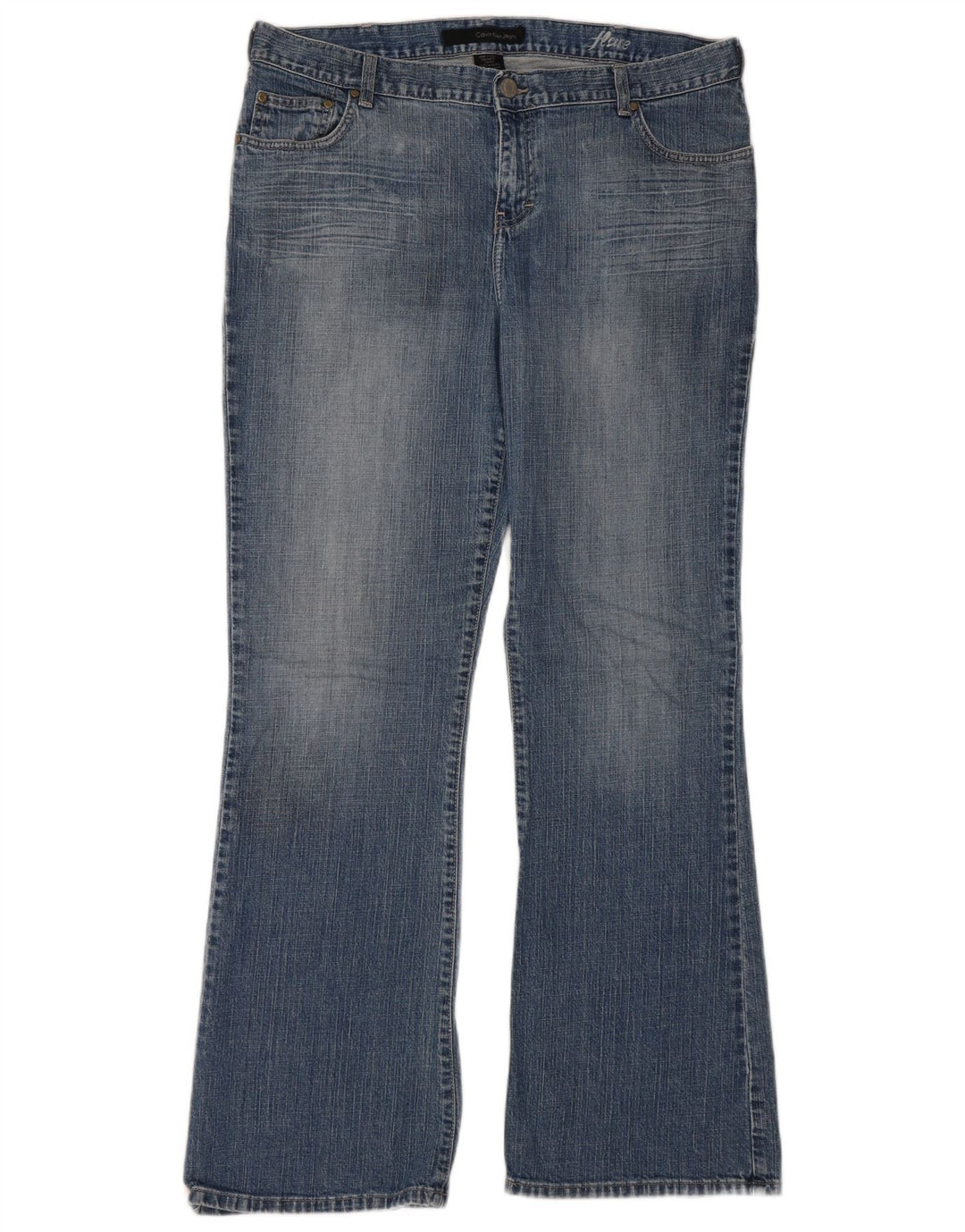 CALVIN KLEIN Womens Flared Jeans US 16 XL W36 L32 Blue Cotton