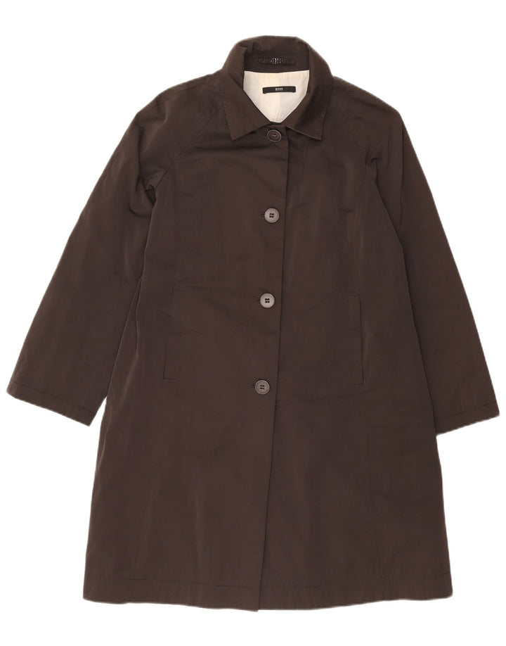 Hugo Boss Womens Trench Coat UK 14 Medium Grey Polyester