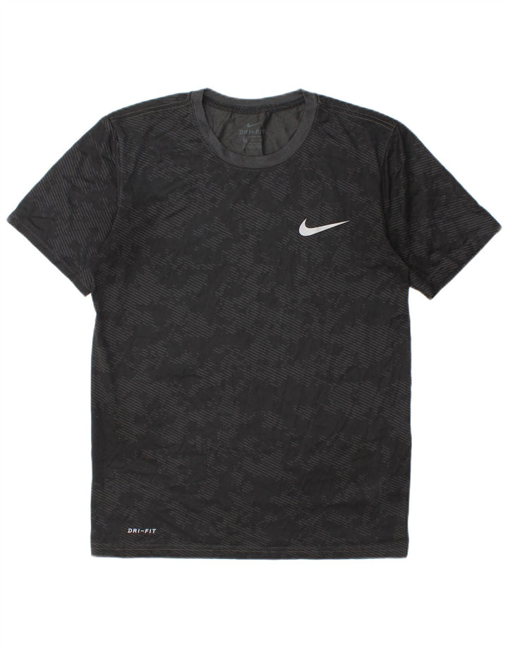 Nike Mens Dri Fit T-Shirt Top Small Black Camouflage Polyester