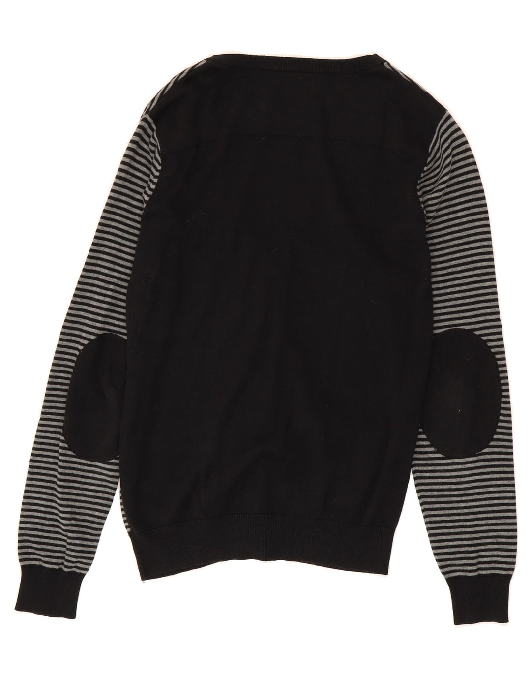 JACK & JONES Mens Cardigan Sweater Medium Grey Striped Cotton Vintage Jack & Jones and Second-Hand Jack & Jones from Messina Hembry 