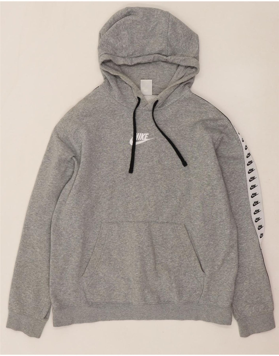 NIKE Mens Graphic Hoodie Jumper Medium Grey Colourblock Cotton