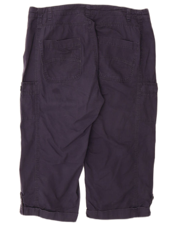 WEIRD FISH Womens Capri Trousers UK 14 Large W34 Navy Blue Cotton