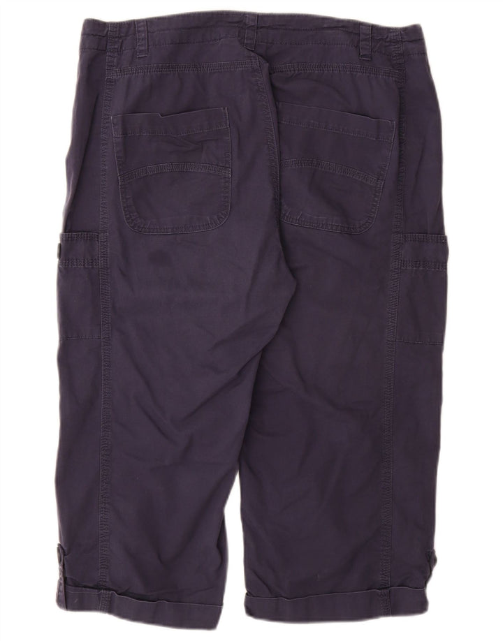 WEIRD FISH Womens Capri Trousers UK 14 Large W34 Navy Blue Cotton