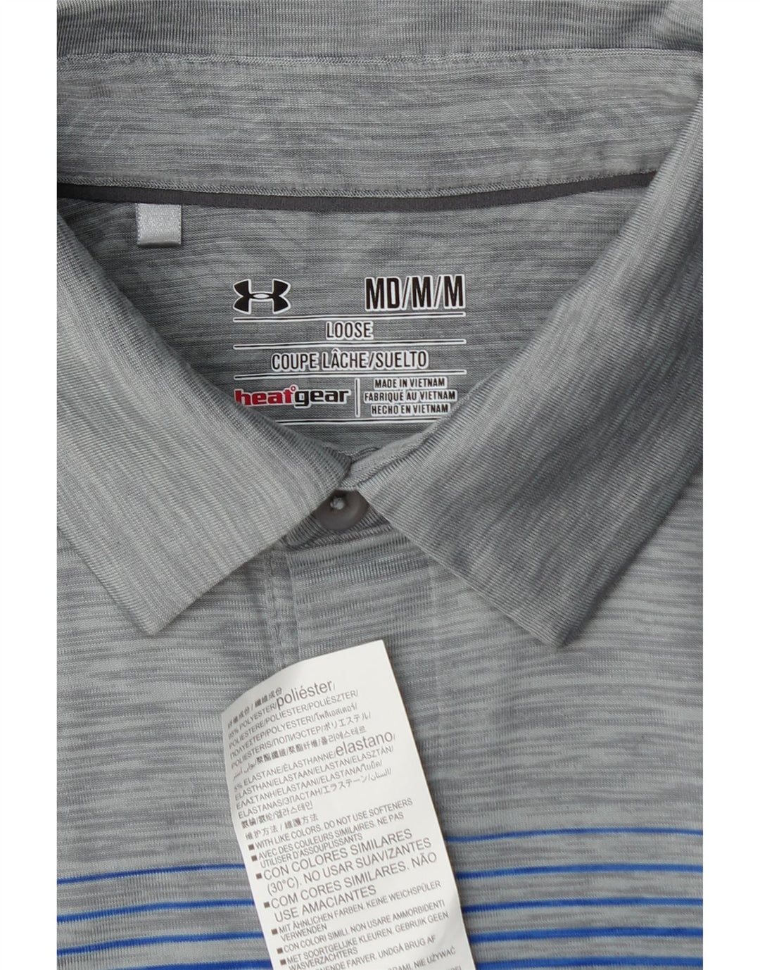 UNDER ARMOUR Mens Heat Gear Polo Shirt Medium Grey Colourblock Polyester