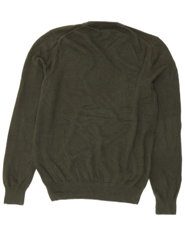 Marks & Spencer Mens Crew Neck Jumper Sweater Small Green Cotton
