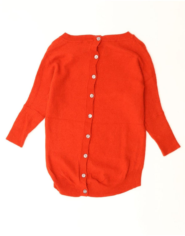 JIGSAW Womens 3/4 Sleeve Boat Neck Jumper Sweater UK 6 XS Red Lambswool