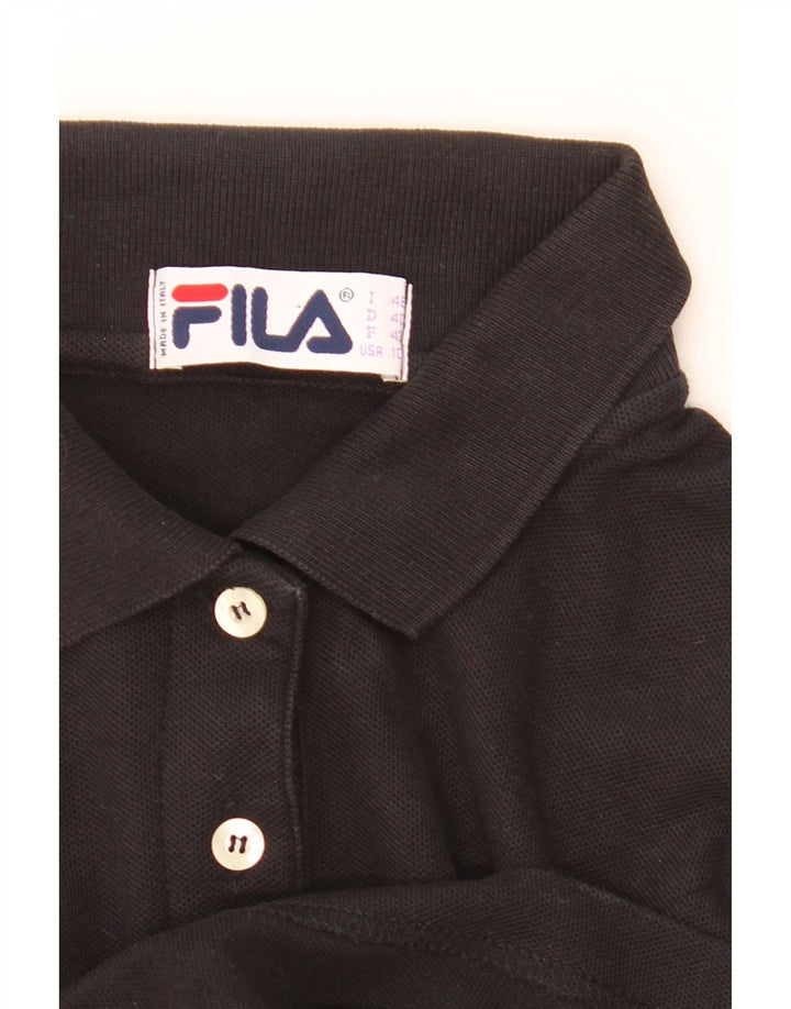 Fila Womens Crop Polo Shirt IT 46 Large Black