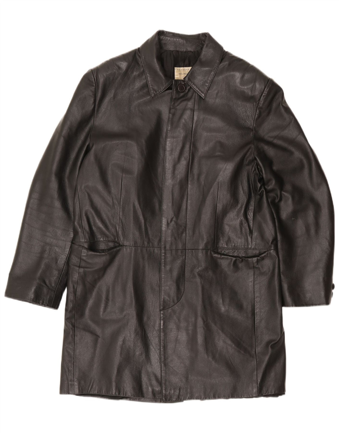 Conbipel Mens Free Heron Leather Coat IT 48 Medium Black Leather