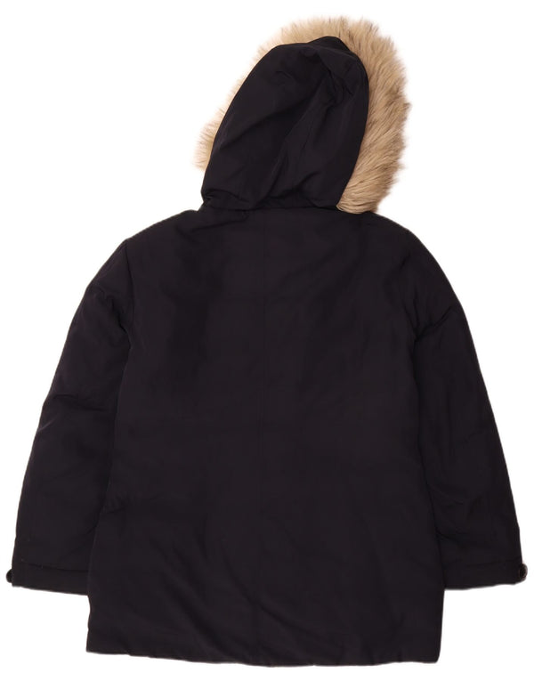 Mistral Womens Hooded Padded Coat UK 16 Large Navy Blue Polyester