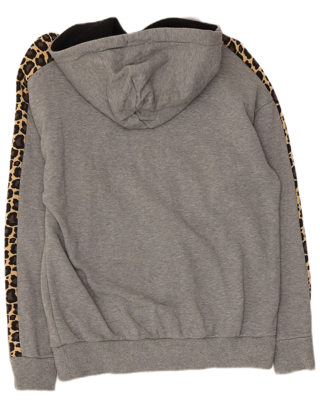 PUMA Womens Oversized Graphic Hoodie Jumper UK 6 XS Grey Animal Print