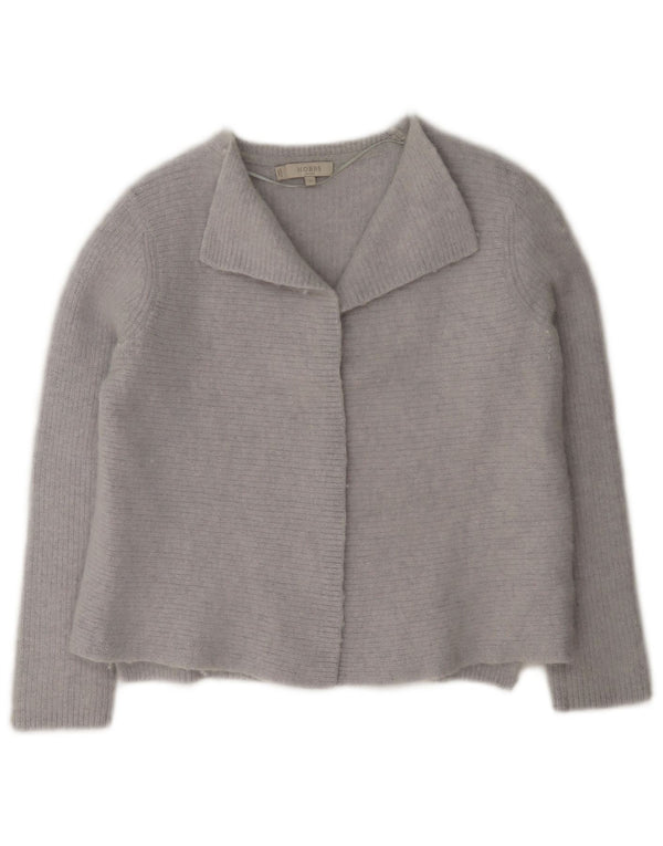 Hobbs Womens Crop Open Cardigan Sweater UK 12 Medium Blue Wool