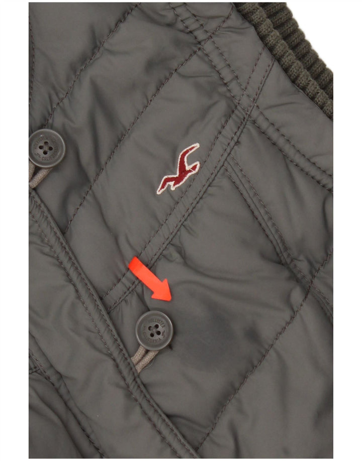 Hollister Womens Padded Gilet UK 14 Large Grey Polyester