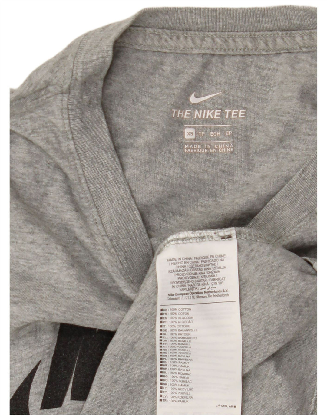 NIKE Womens Graphic T-Shirt Top UK 6 XS Grey Flecked Cotton