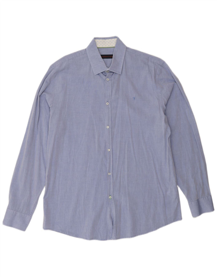 Trussardi Mens Shirt Size 42 Large Blue Cotton