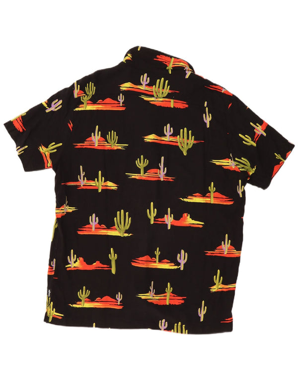 WRANGLER Mens Regular Abstract Pattern Short Sleeve Shirt Large Black