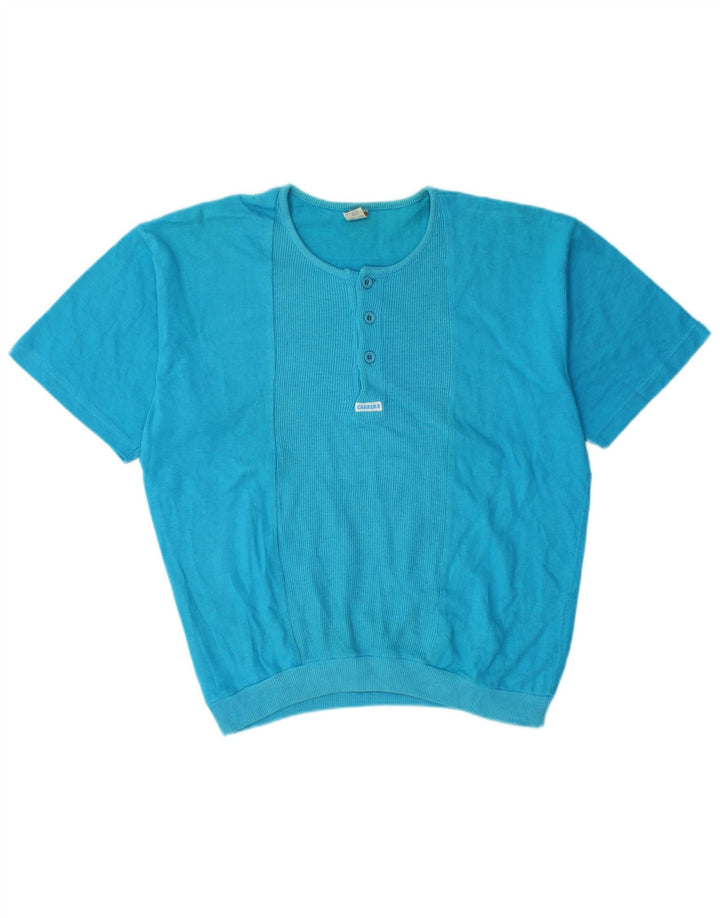 Carrera Womens Short Sleeve Crew Neck Jumper Sweater UK 14 Medium Blue