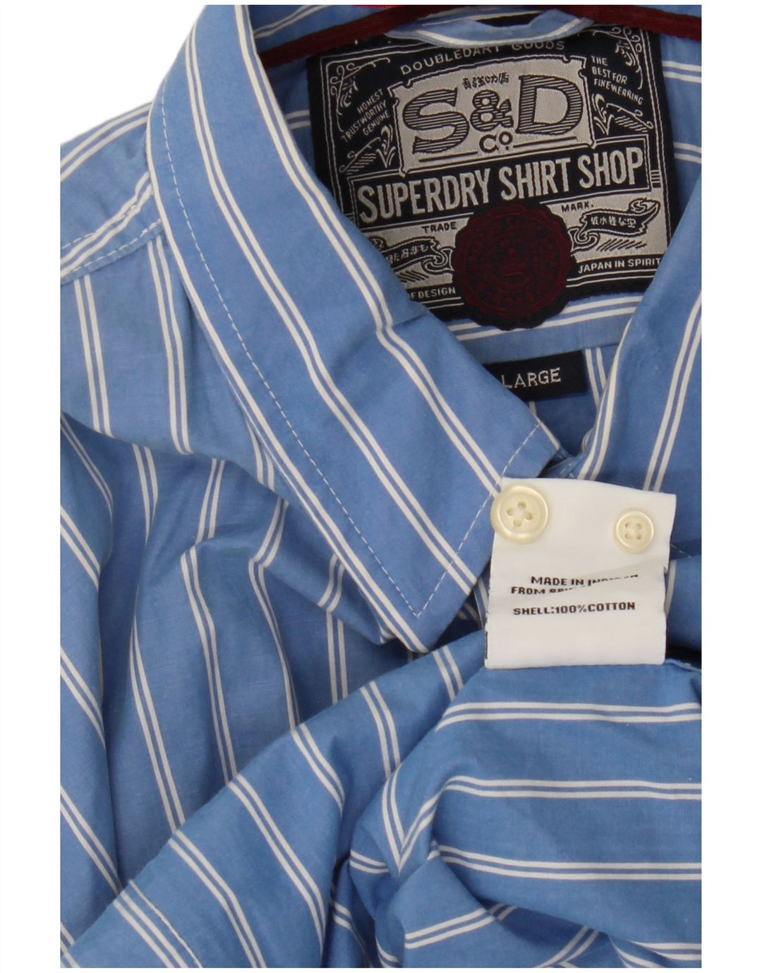 SUPERDRY Mens Shirt Large Blue Pinstripe Cotton