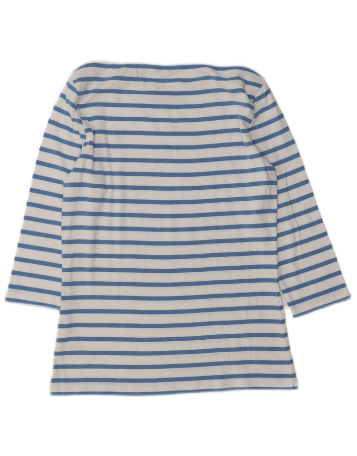 Tommy Hilfiger Womens Top 3/4 Sleeve UK 12 Medium Blue Striped Cotton