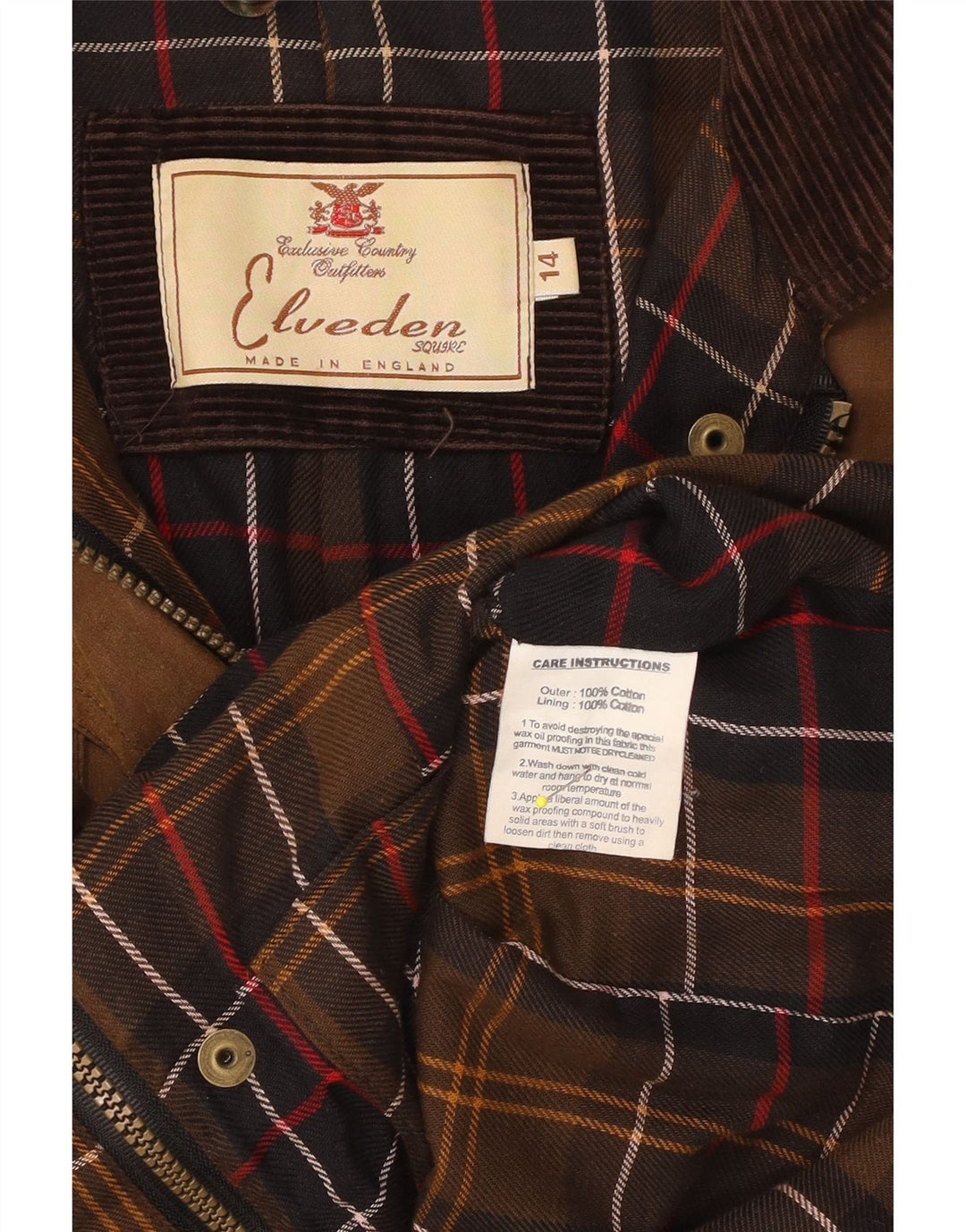 VINTAGE Womens Waxed Cotton Jacket UK 14 Large Brown Cotton