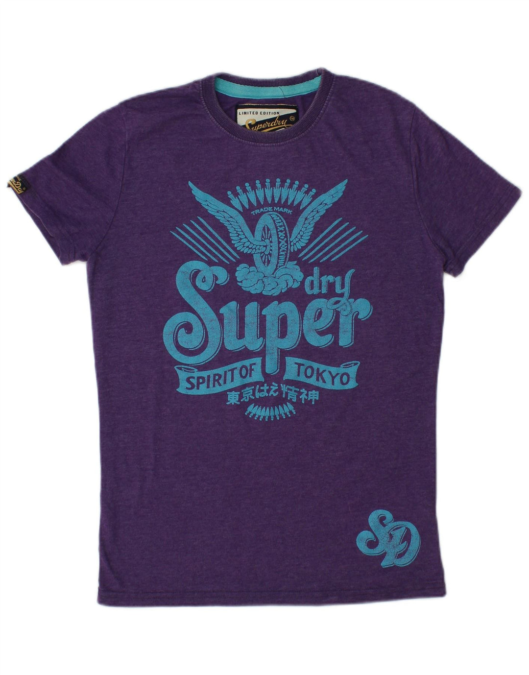 SUPERDRY Womens Graphic T-Shirt Top UK 12 Medium Purple Cotton