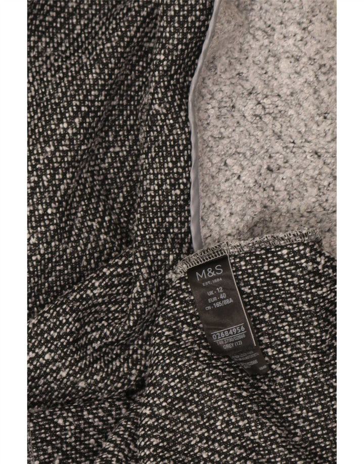 Marks & Spencer Womens Open Overcoat UK 12 Medium Grey Flecked Polyester